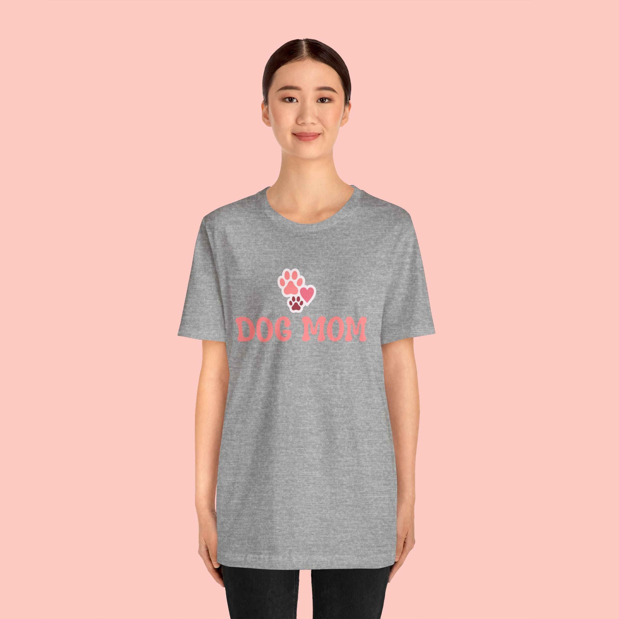 Dog Mom T-Shirt — Pink Paw Graphic Tee for Dog Lovers