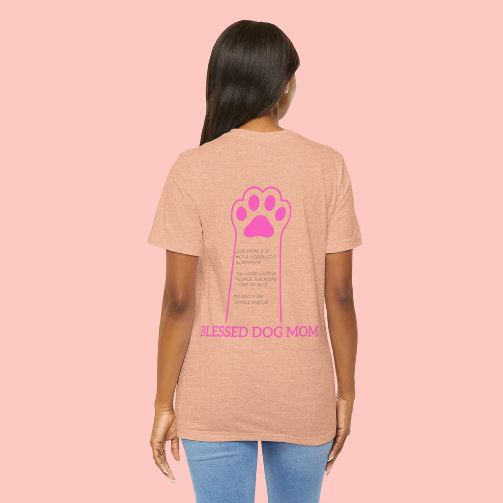 Blessed Dog Mom T-Shirt — Pink Paw Graphic Dog Lover Tee