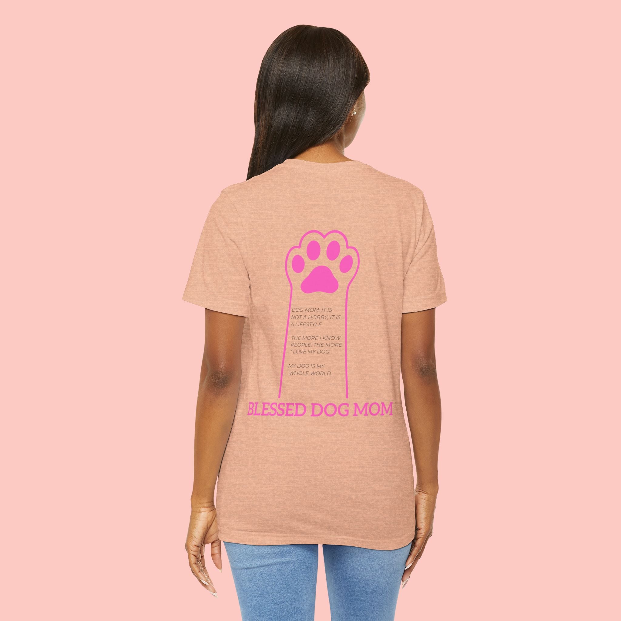 Blessed Dog Mom T-Shirt — Pink Paw Graphic Dog Lover Tee