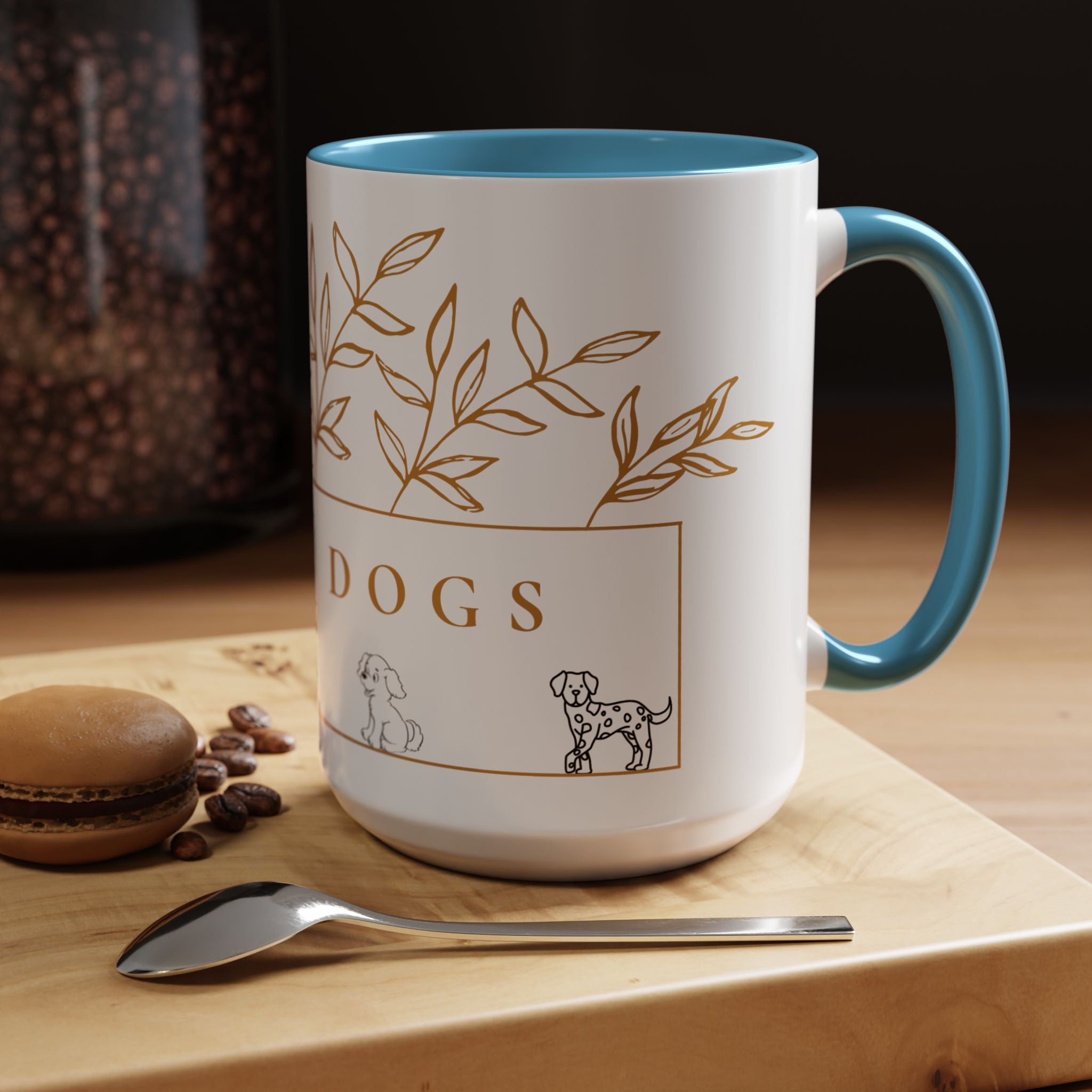 I Love Dogs Accent Coffee Mug — Gold Leaf Dog Lover Ceramic Mug (11oz & 15oz)