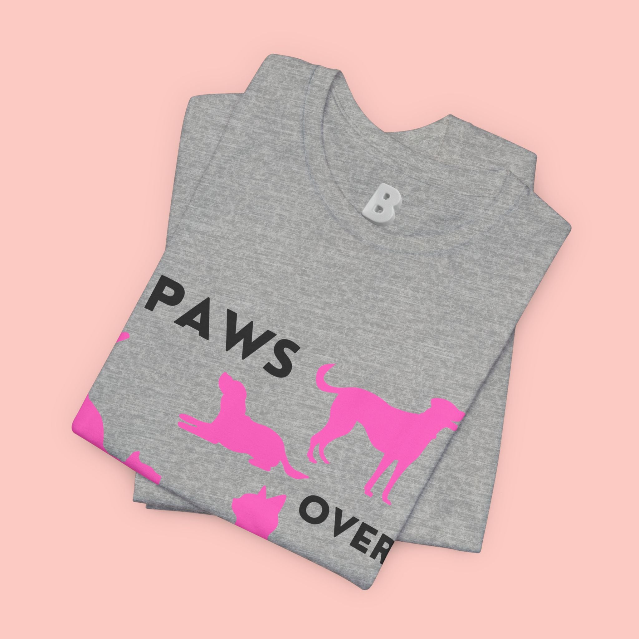 Paws Over People Tee — Pink Cats & Dogs Graphic T-Shirt