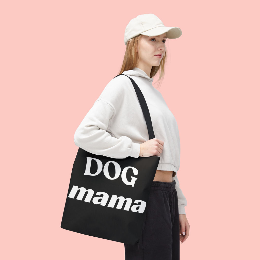 Dog Mama Tote Bag — Black Canvas Pet Lover Tote