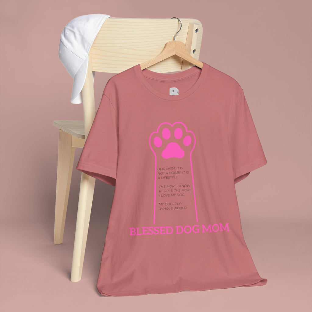 Blessed Dog Mom T-Shirt — Pink Paw Graphic Tee