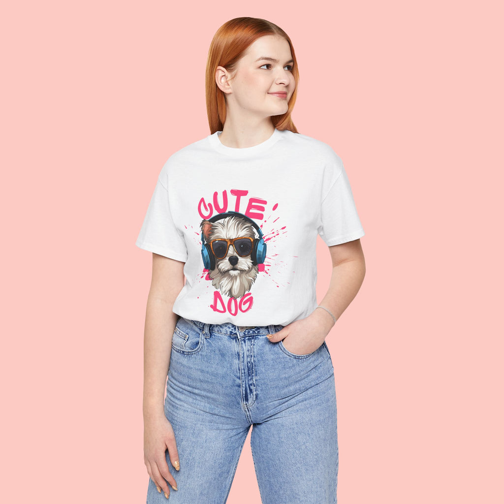 Cute Dog Tee — Headphones Puppy Graphic T-Shirt
