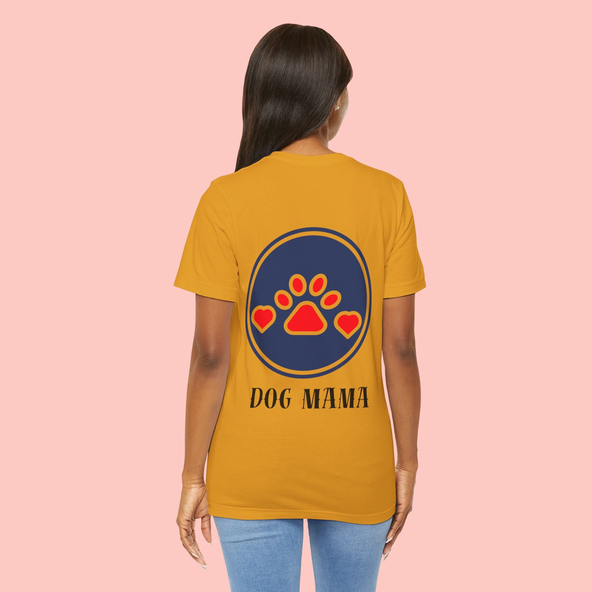 Dog Mama Tee - Paw Print Heart Graphic Short Sleeve Shirt