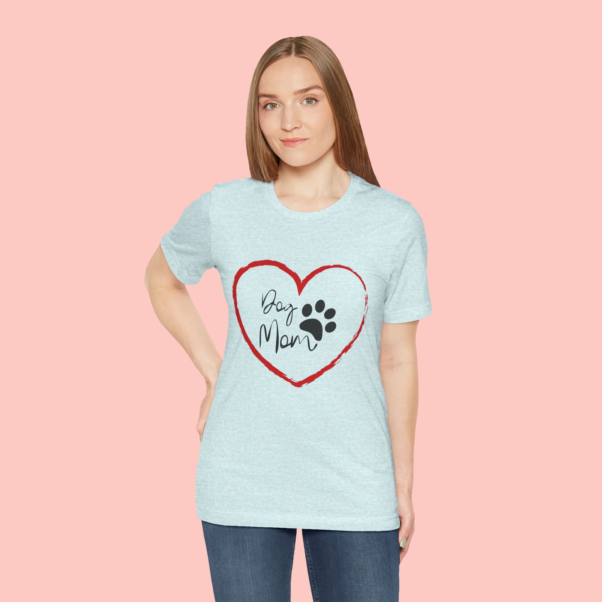 Dog Mom Heart Paw T‑Shirt
