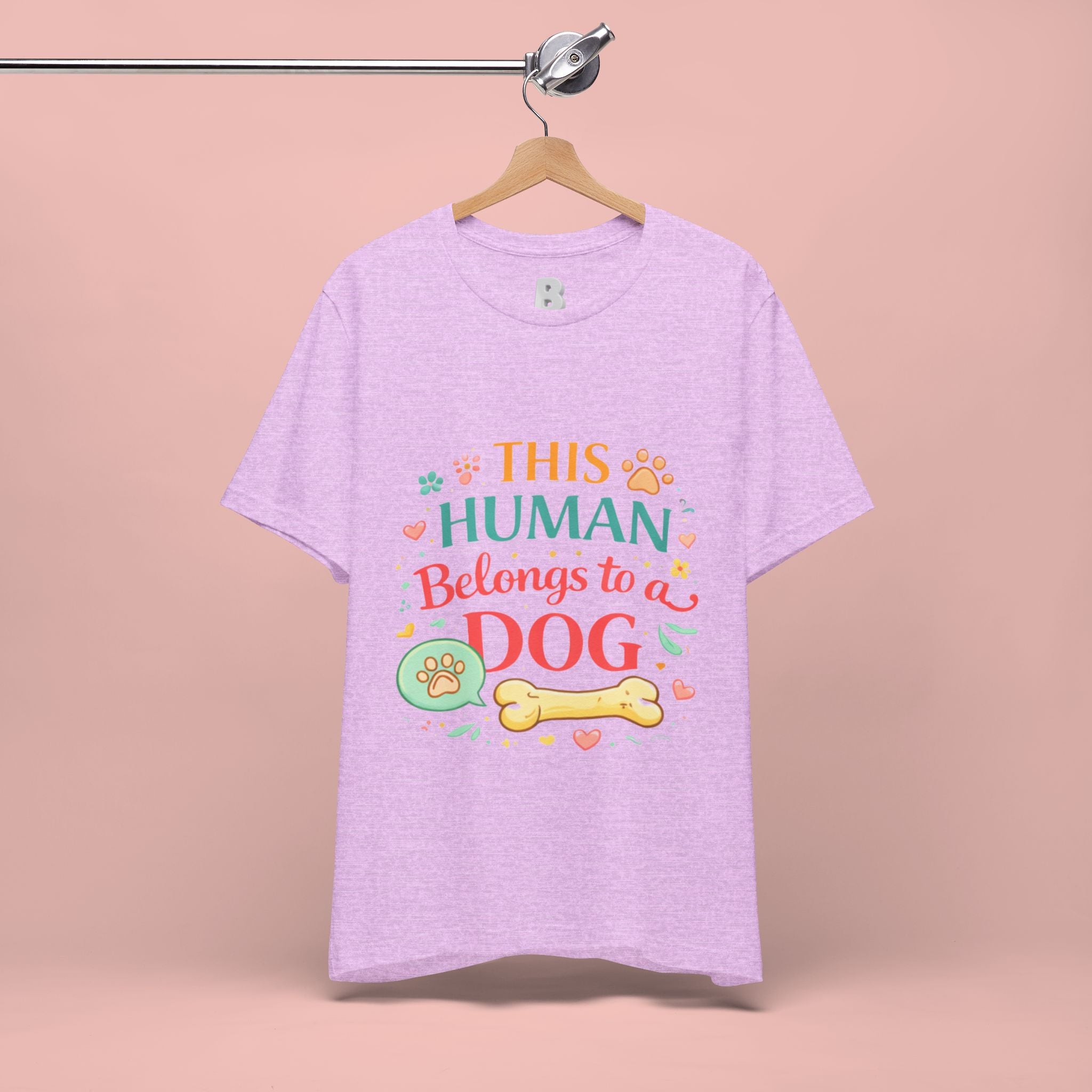 Dog Lover T-Shirt — "This Human Belongs to a Dog" Cute Paw Print Tee