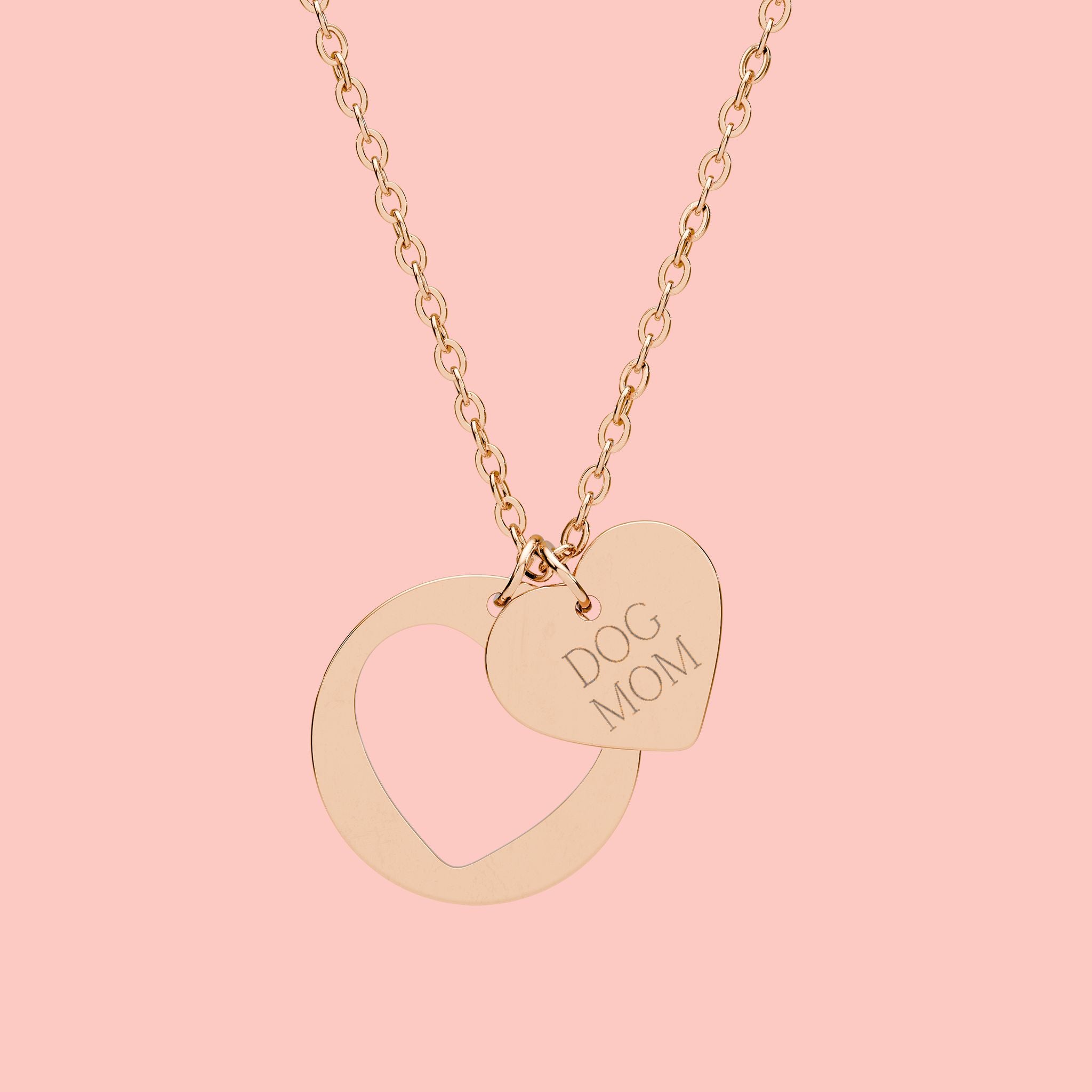 Engravable Heart Cutout Necklace — Personalized Double Pendant (Gold & Silver)