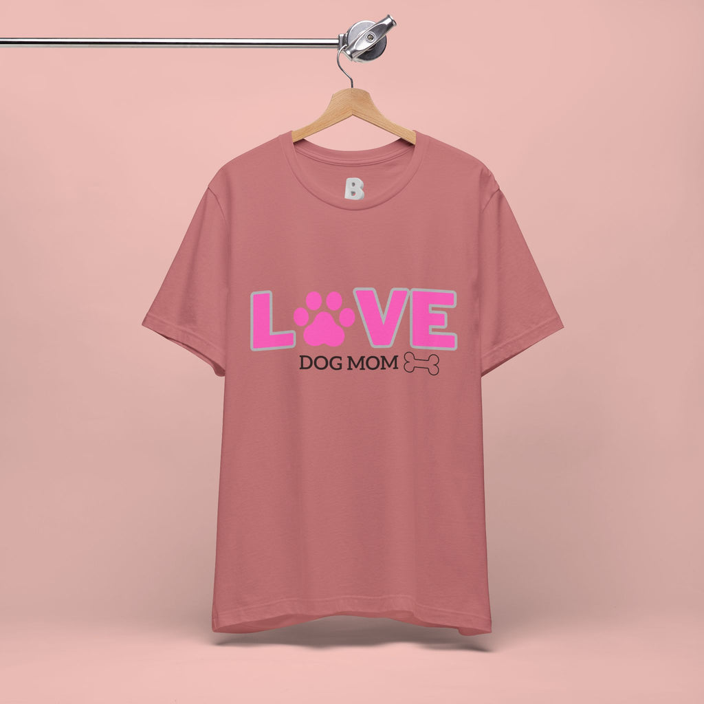 Love Dog Mom T-Shirt — Pink Paw Graphic Tee