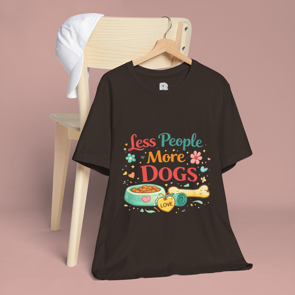 Less People More Dogs T-Shirt – Cute Dog Bowl & Bone Graphic Tee