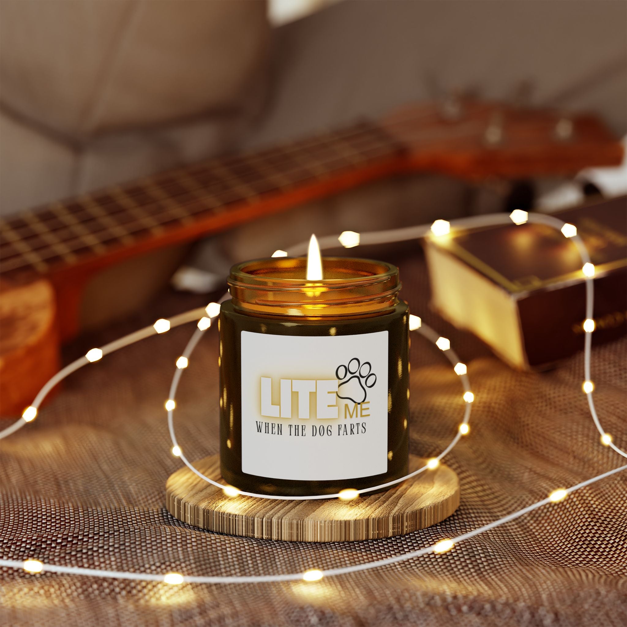 Coconut Apricot Scented Candle — "Lite Me When The Dog Farts" (4oz / 9oz)