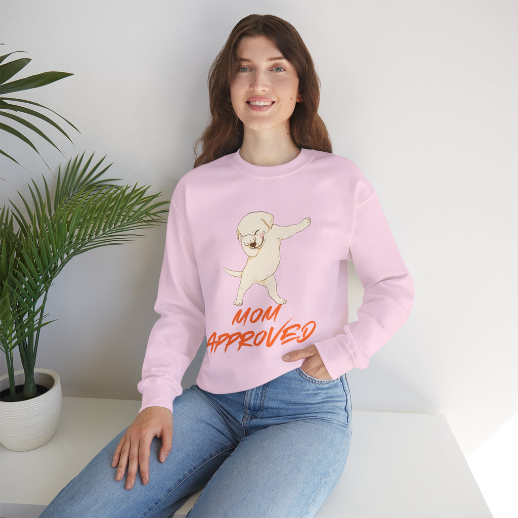 Crewneck Sweatshirt - 'Mom Approved' Dabbing Dog Cute Graphic
