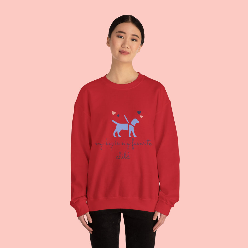 Dog Lover Crewneck Sweatshirt - "My Dog Is My Favorite Child" Graphic