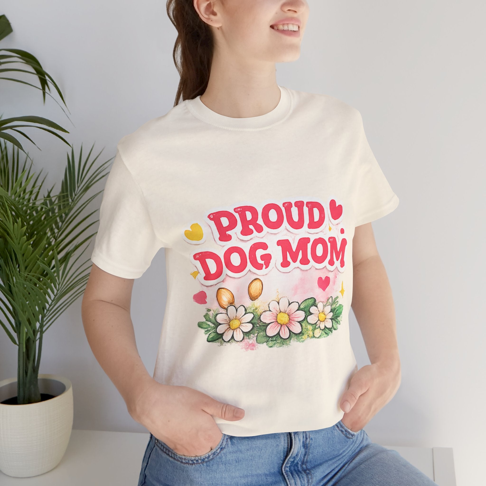Proud Dog Mom Tee – Floral Retro Heart Design