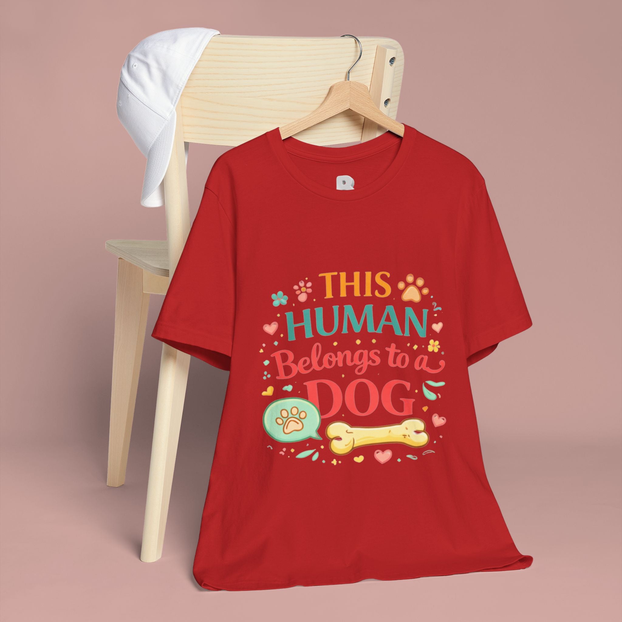 Dog Lover T-Shirt — "This Human Belongs to a Dog" Cute Paw Print Tee