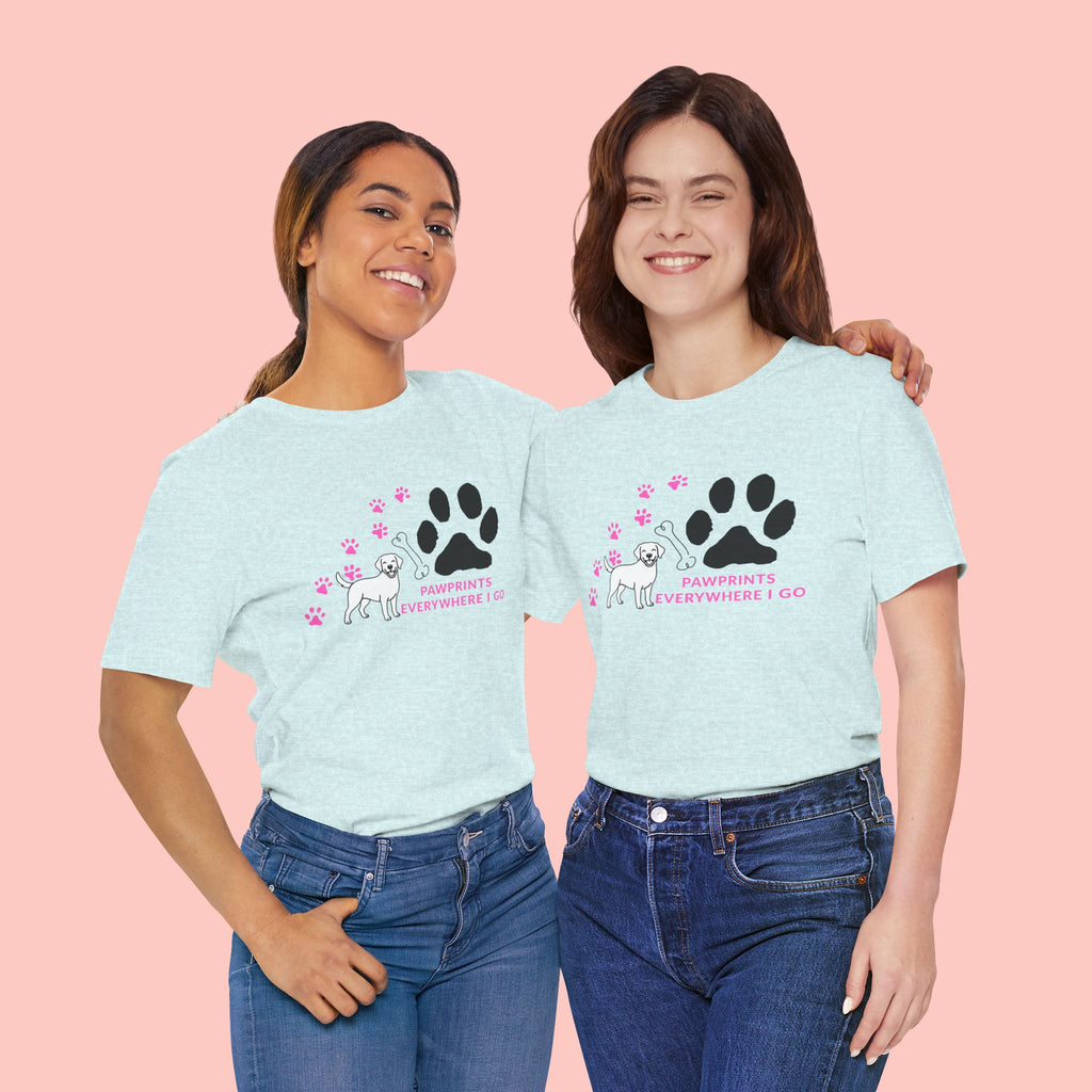 Dog Pawprint T-Shirt — "Pawprints Everywhere I Go" Cute Pet Lover Tee