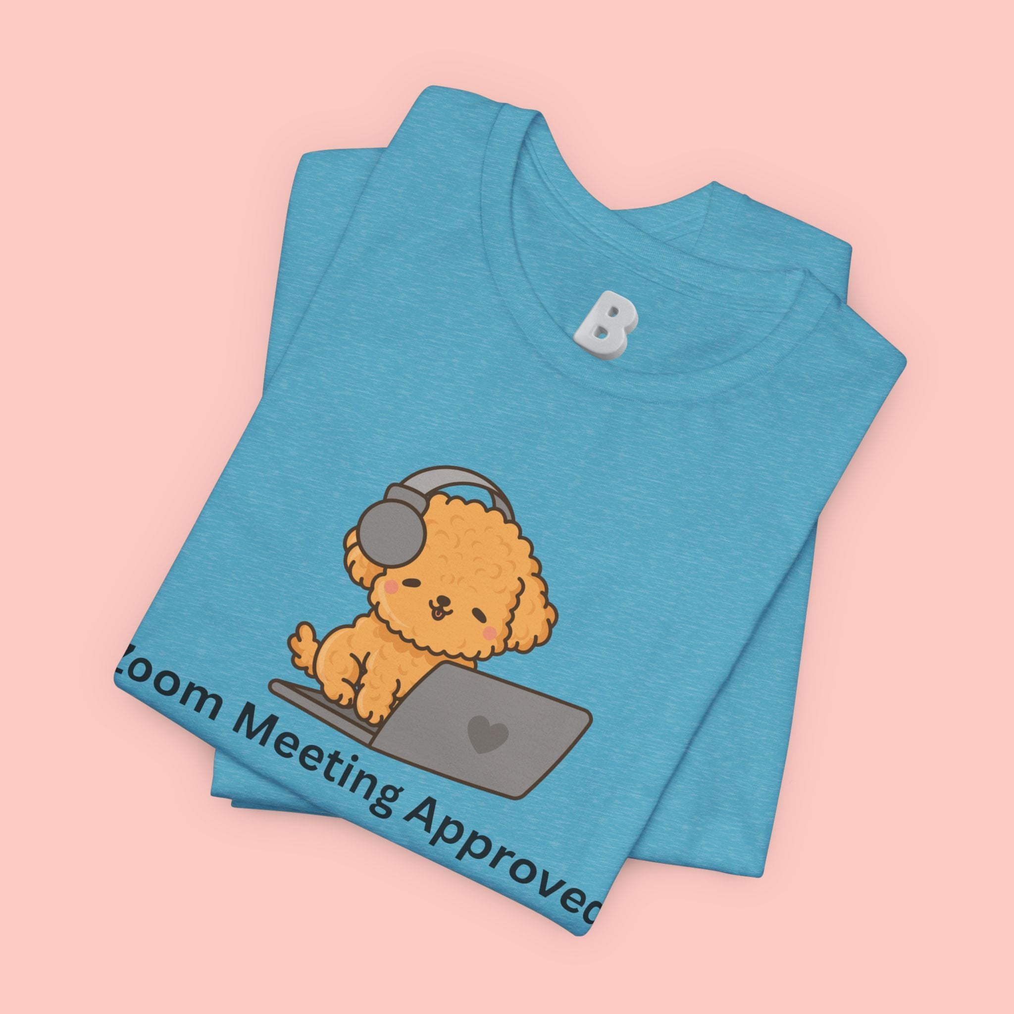 Zoom Meeting Approved Tee — Cute Puppy with Headset Laptop Graphic