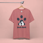 Dog Mom T‑Shirt — Paw Print with Dog & Puppy Graphic