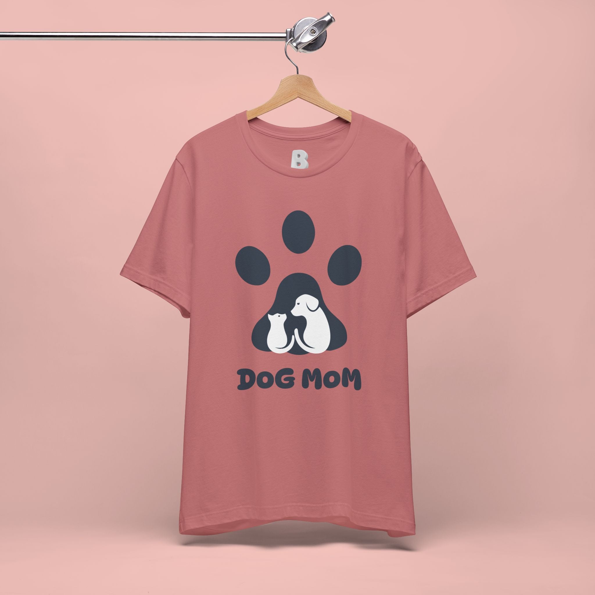 Dog Mom T‑Shirt — Paw Print with Dog & Puppy Graphic