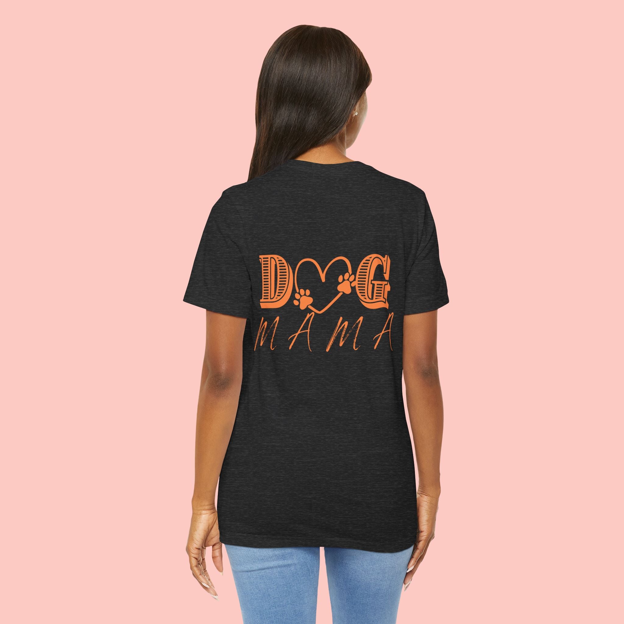 Dog Mama Tee — Retro Heart & Paw Graphic Short Sleeve Shirt