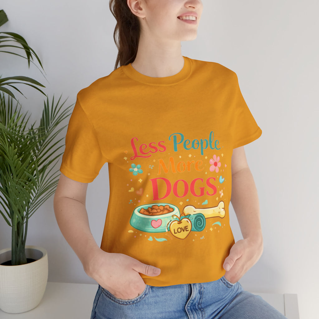 Less People More Dogs T-Shirt – Cute Dog Bowl & Bone Graphic Tee