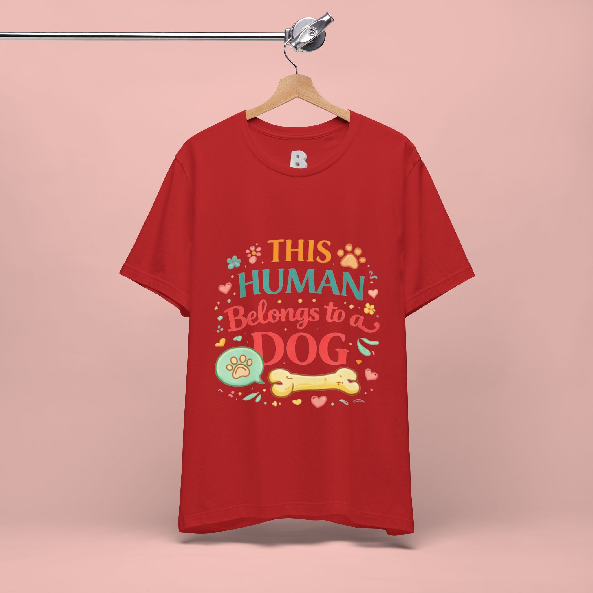 Dog Lover T-Shirt — "This Human Belongs to a Dog" Cute Paw Print Tee