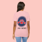 Dog Mama Tee - Paw Print Heart Graphic Short Sleeve Shirt