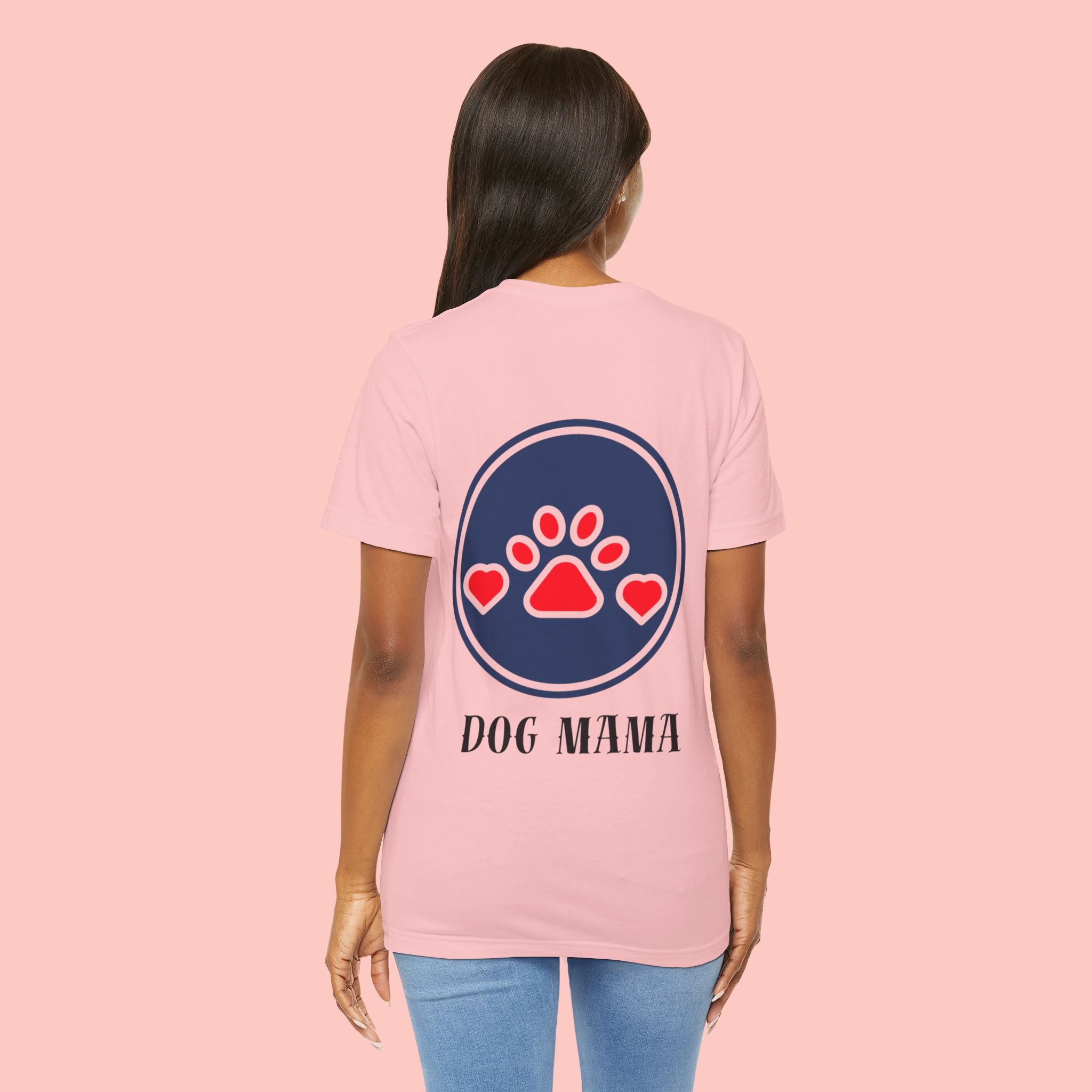 Dog Mama Tee - Paw Print Heart Graphic Short Sleeve Shirt