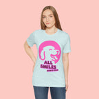 All Smiles Mom's Rules T-Shirt — Cute Pink Dog Graphic Tee for Moms & Pet Lovers
