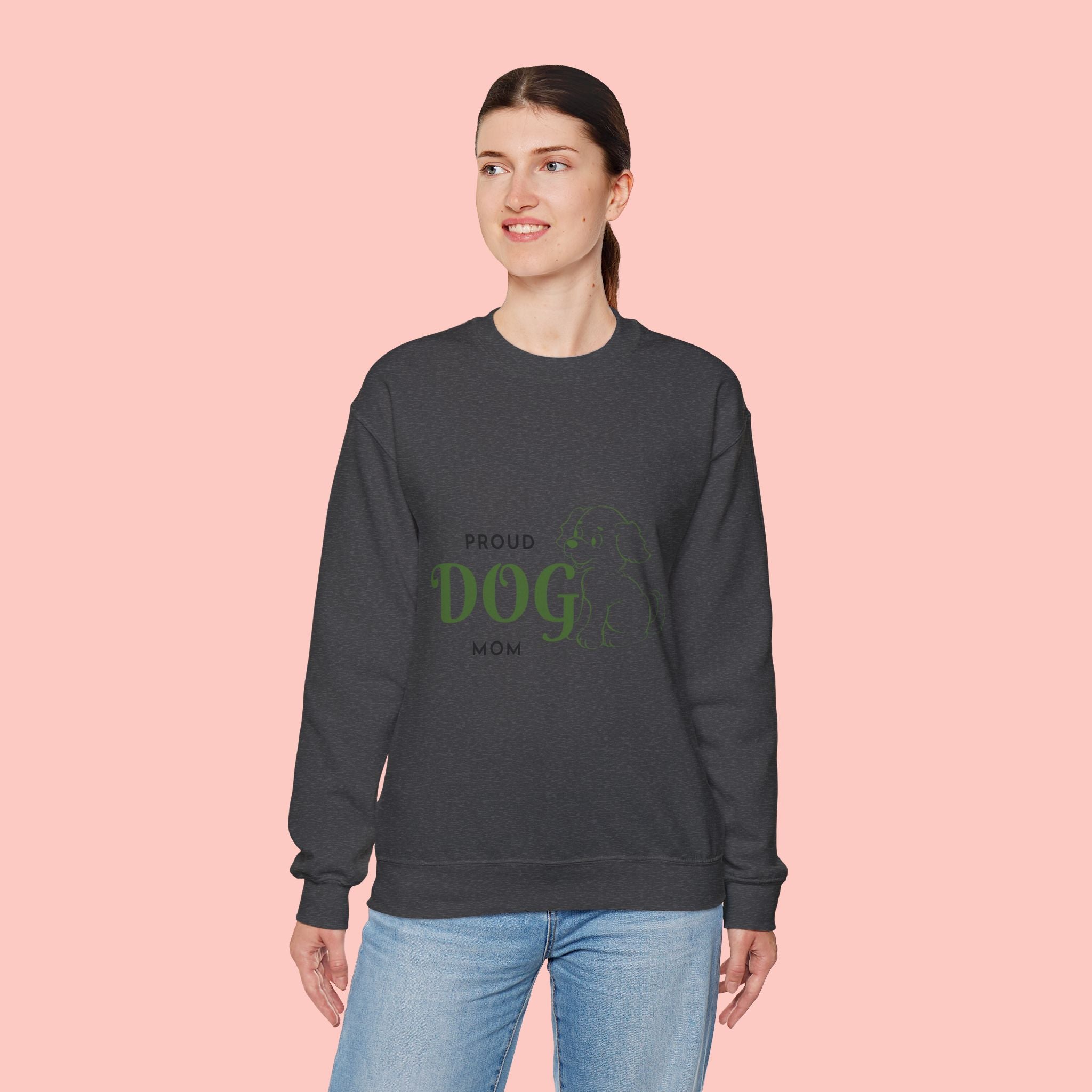 Proud Dog Mom Sweatshirt – Cute Dog Outline Crewneck for Pet Lovers