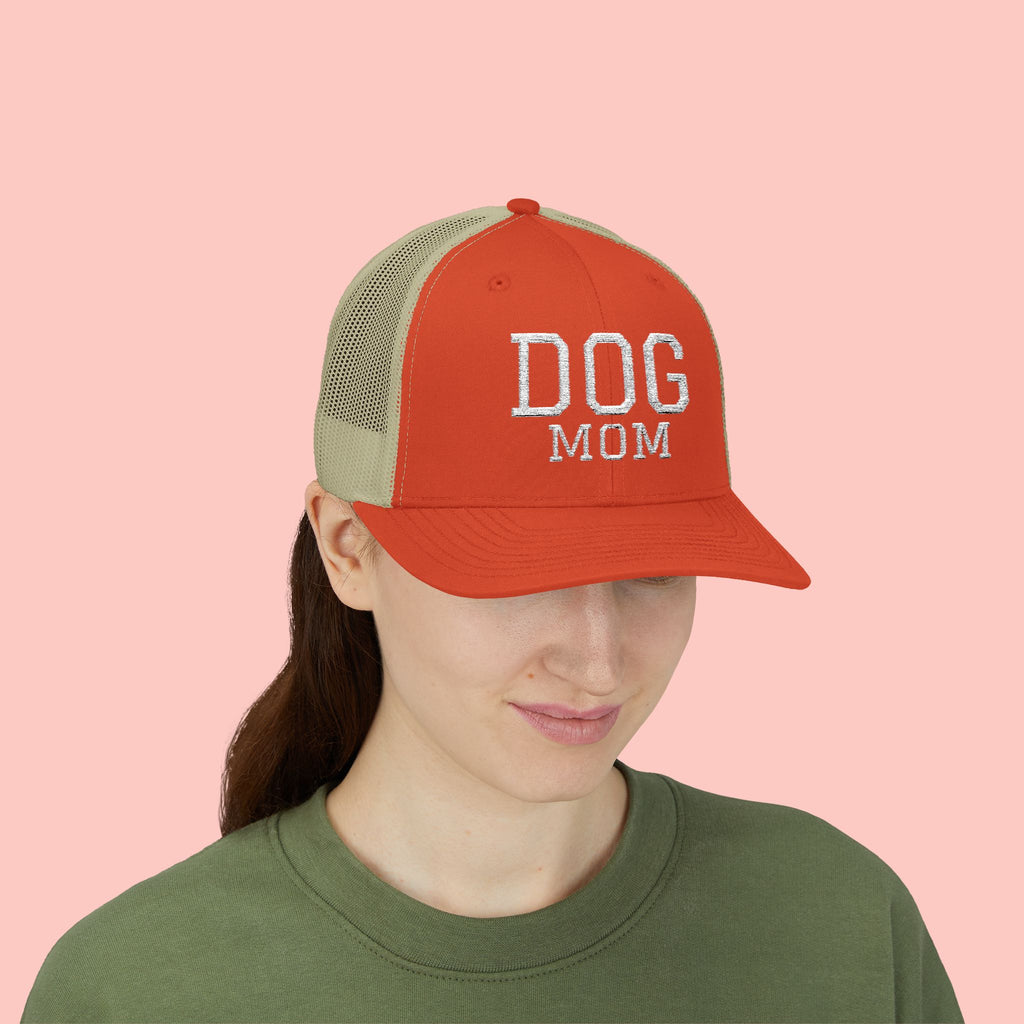 Dog Mom Trucker Cap — Rhinestone Lettering Snapback Hat