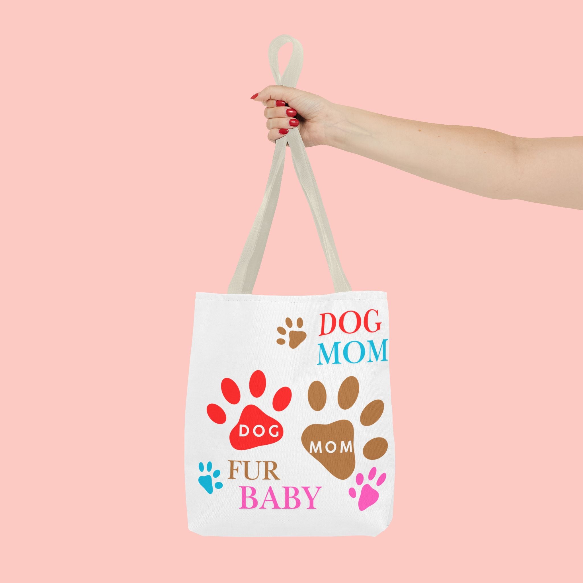 Dog Mom Tote Bag – "Fur Baby" Paw Print AOP Tote