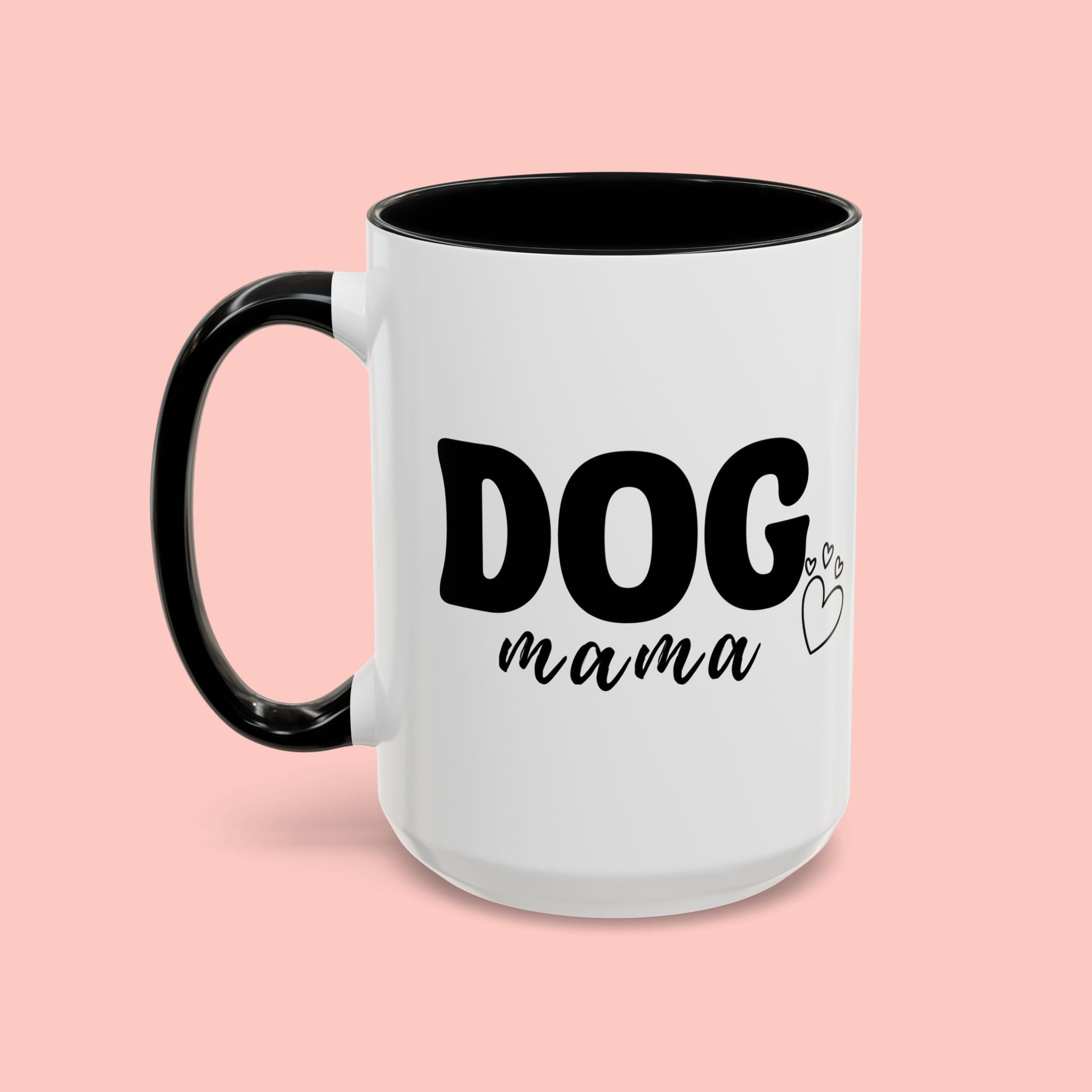 Dog Mama Accent Coffee Mug — Cute Black & White Pet Lover Gift (11/15oz)