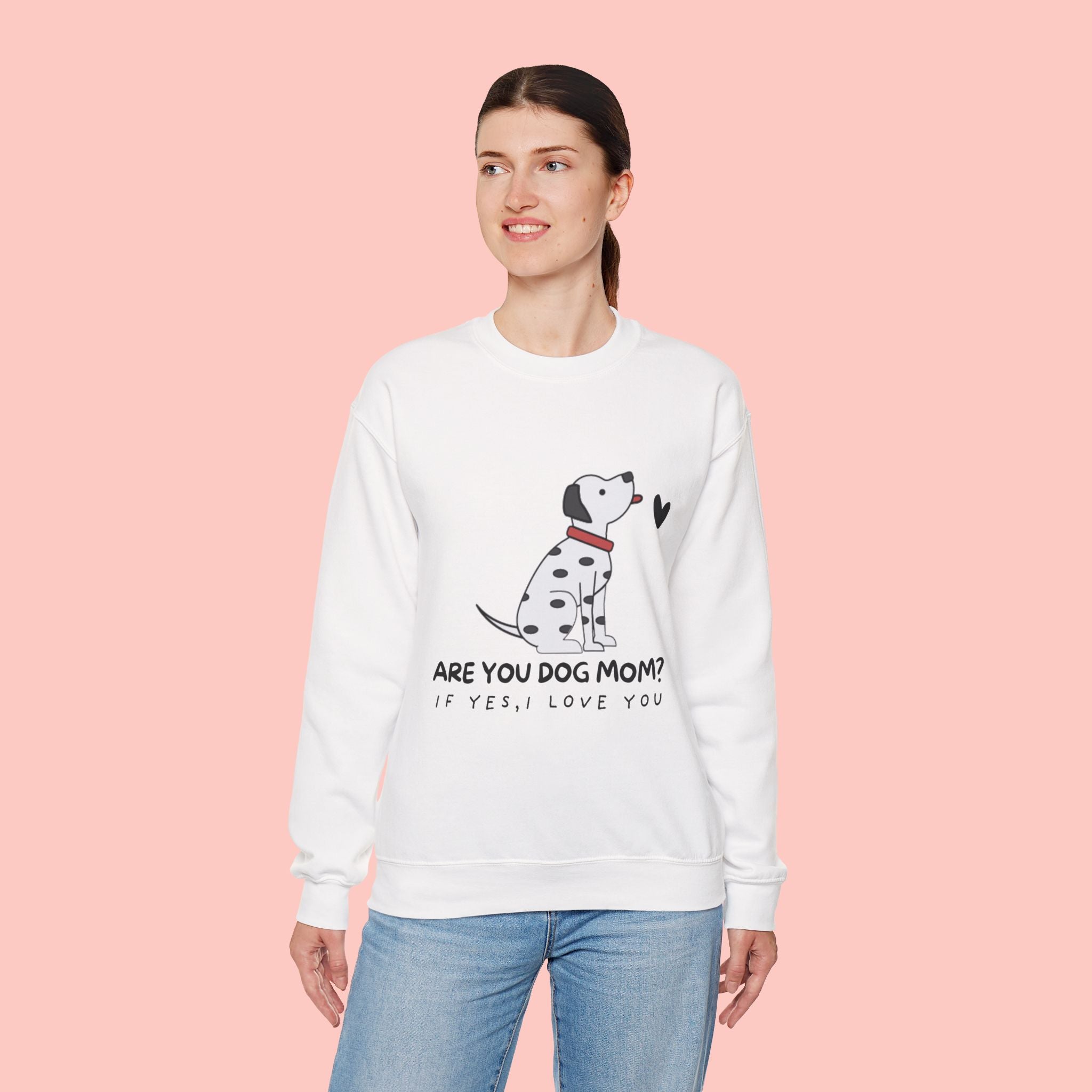 Are You Dog Mom? Cute Dalmatian Crewneck Sweatshirt for Dog Lovers