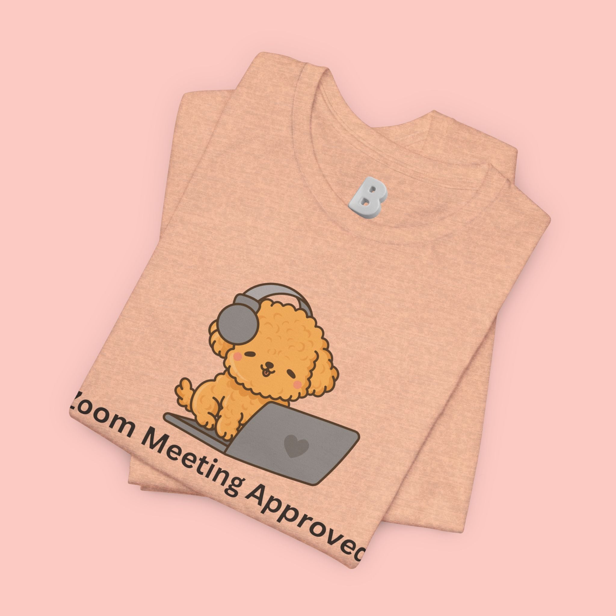 Zoom Meeting Approved Tee — Cute Puppy with Headset Laptop Graphic