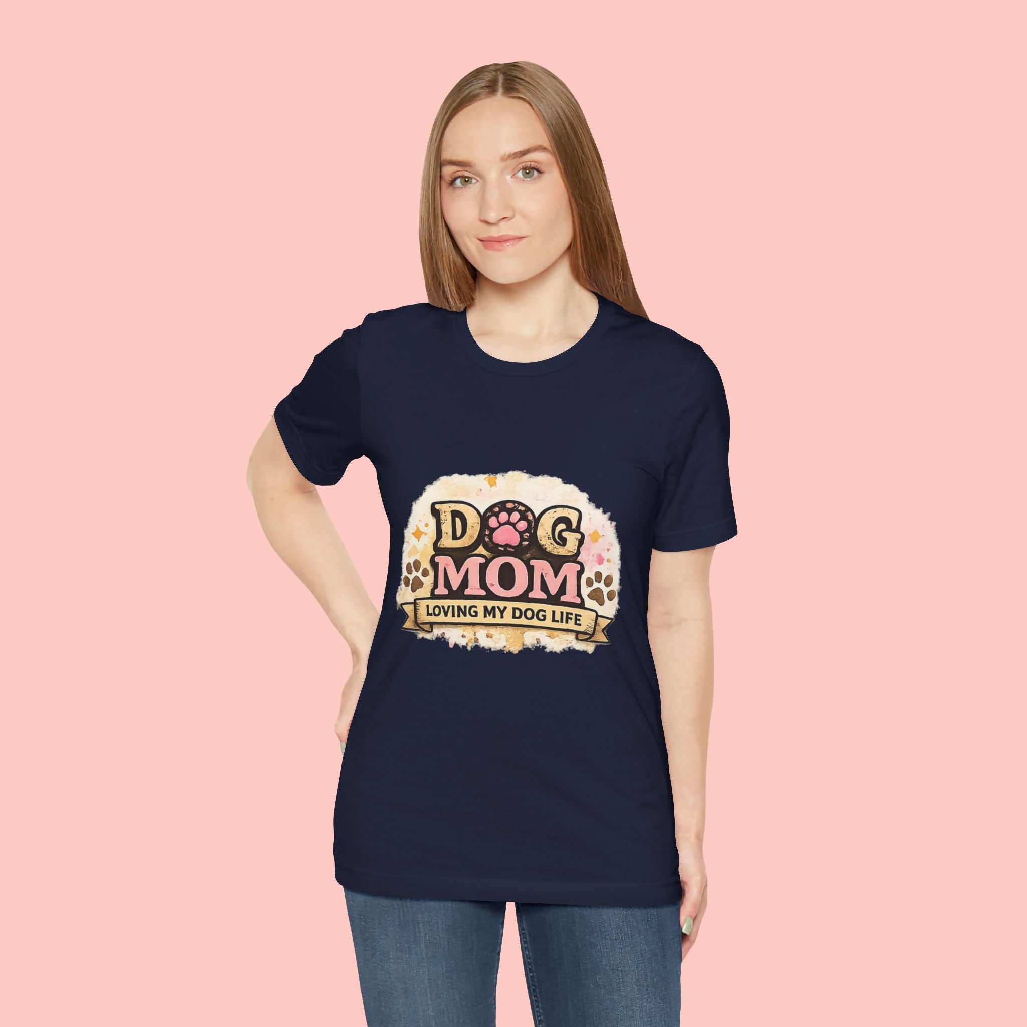 Dog Mom T-Shirt – "Loving My Dog Life" Cute Paw Print Tee for Pet Moms