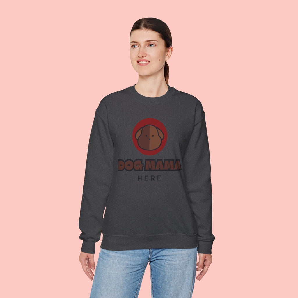 Dog Mama Crewneck Sweatshirt – Cute Brown Pup Graphic ‘Dog Mama’ Design