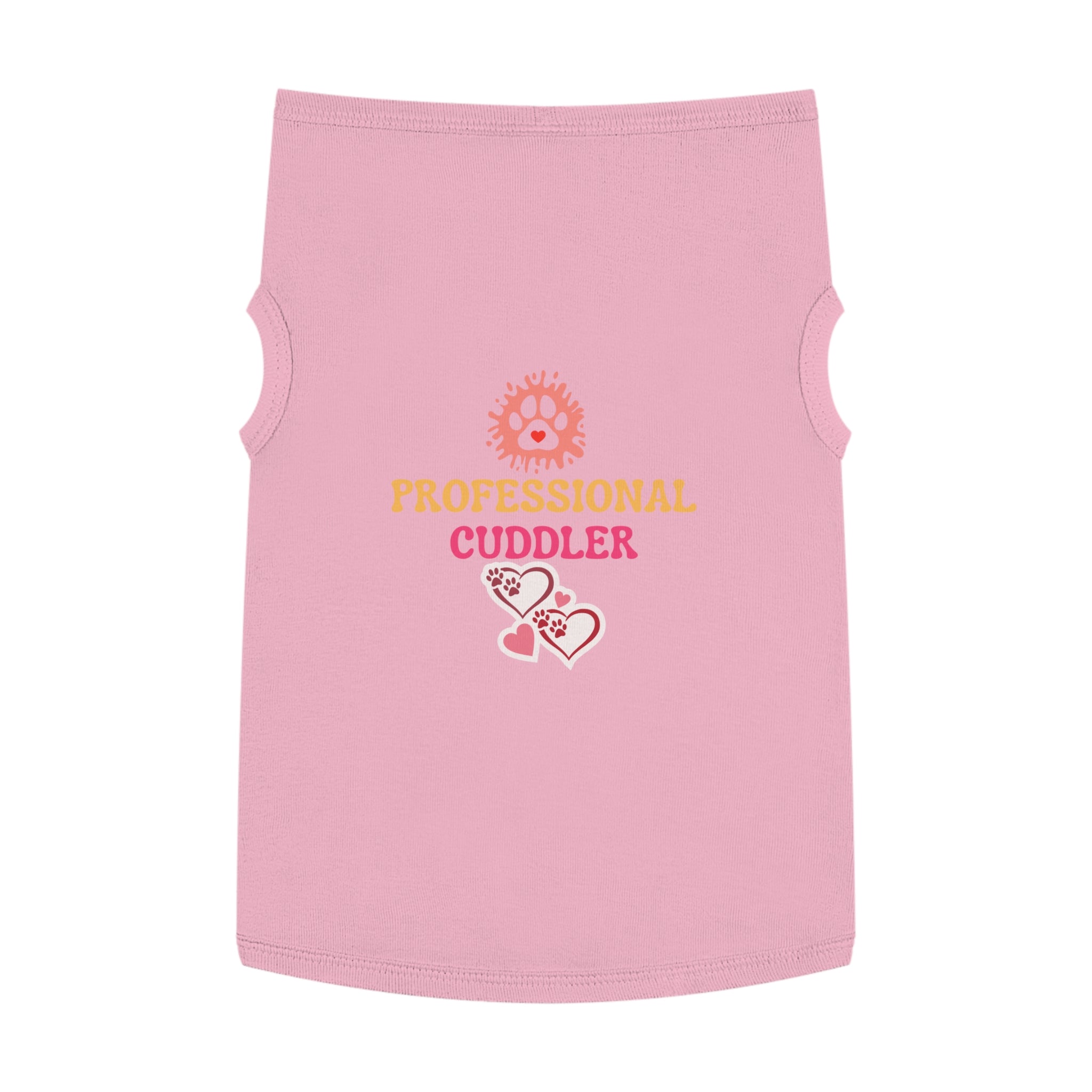 Professional Cuddler Pet Tank Top — Cute Paw Heart Dog & Cat Shirt for Small Pets
