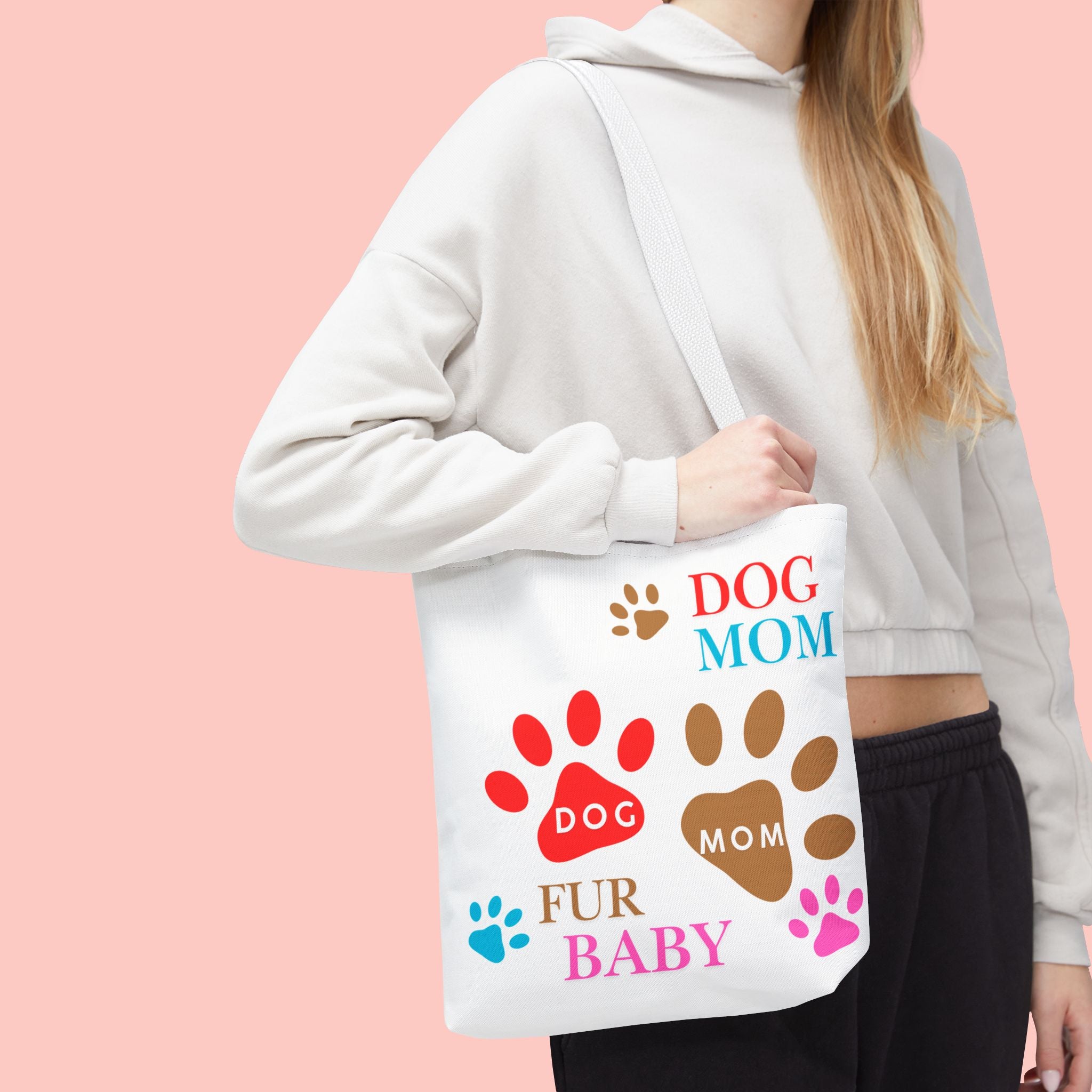 Dog Mom Tote Bag – "Fur Baby" Paw Print AOP Tote