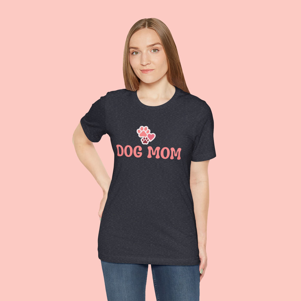 Dog Mom T-Shirt — Pink Paw Graphic Tee for Dog Lovers