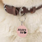 Pet Tag — “Mama’s Boy” Pink Round Dog/Cat ID Tag