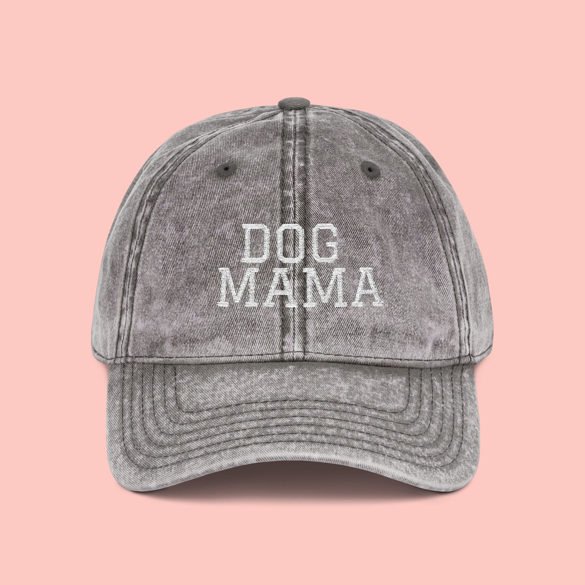 Dog Mama Vintage Embroidered Cap — Washed Baseball Hat for Dog Lovers