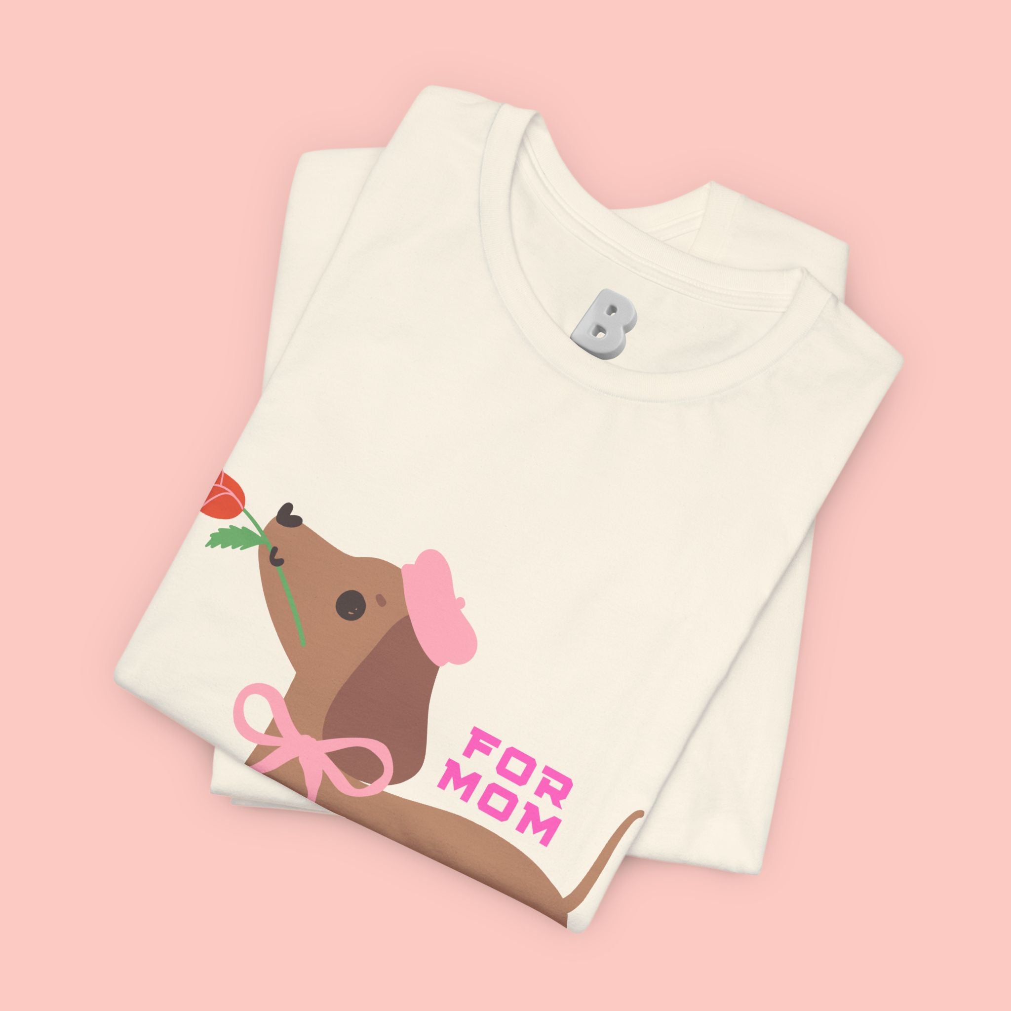 Mommy’s Dachshund Tee – Cute Dog with Rose “For Mom” Shirt
