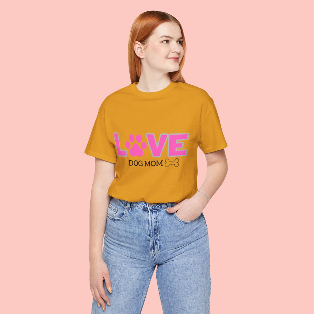 Love Dog Mom T-Shirt — Pink Paw Graphic Tee