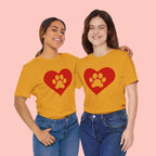 Pet Lover T-Shirt — Red Heart Paw Print Tee