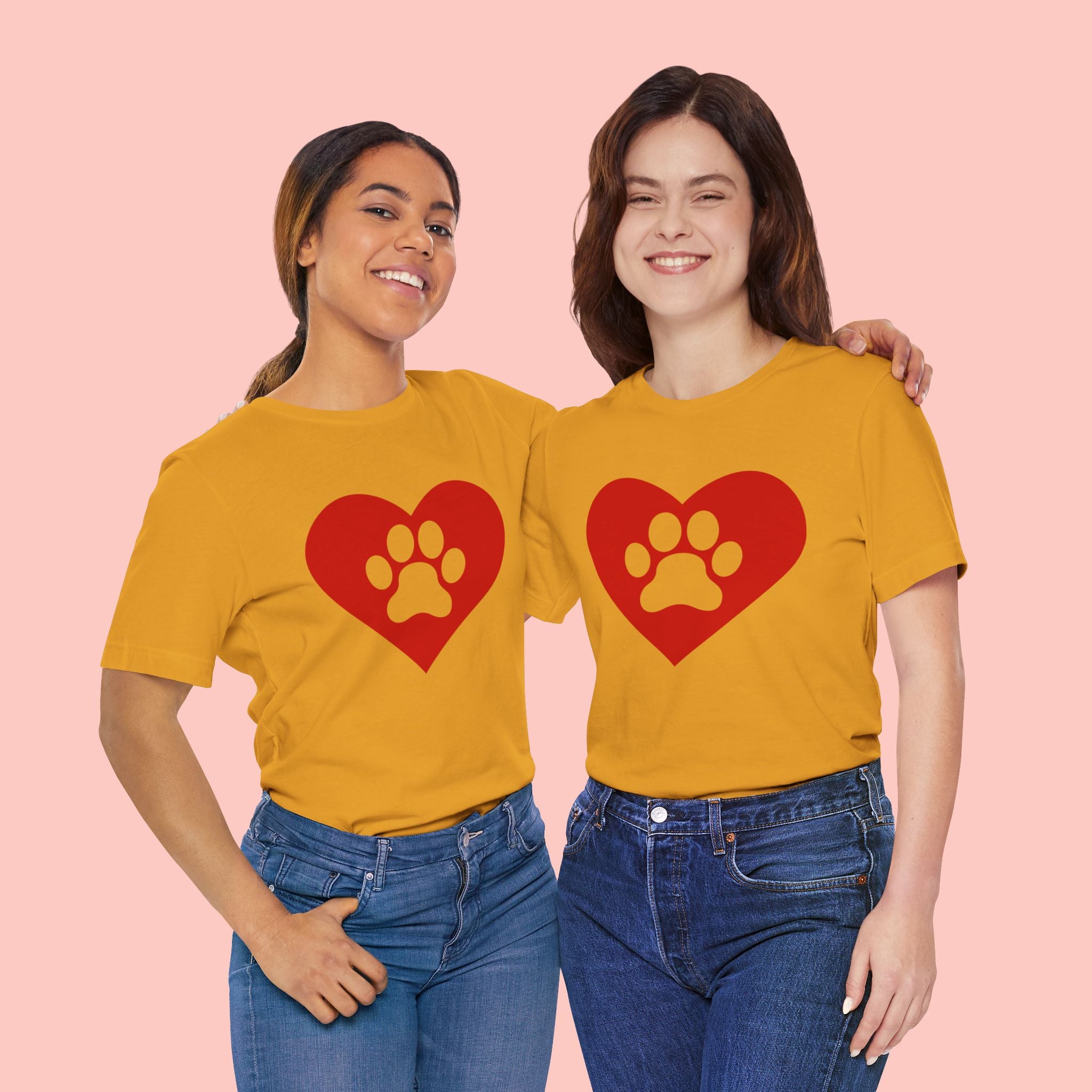 Pet Lover T-Shirt — Red Heart Paw Print Tee