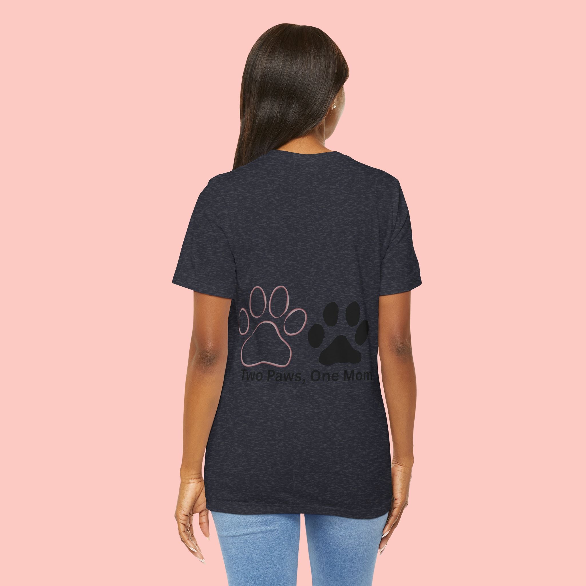 T-Shirt — “Two Paws, One Mom” Paw Print Mom Tee