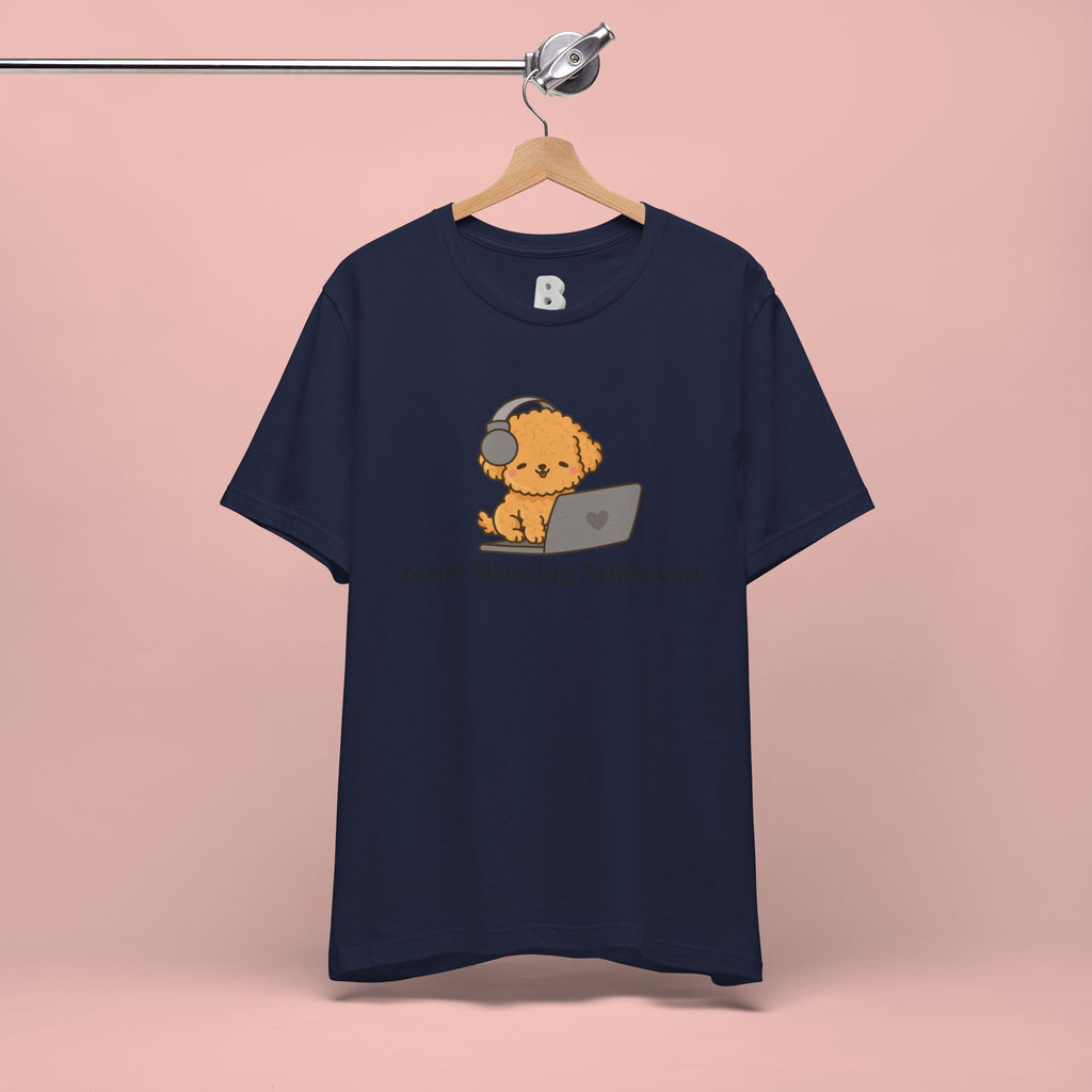 Zoom Meeting Approved Tee — Cute Puppy with Headset Laptop Graphic