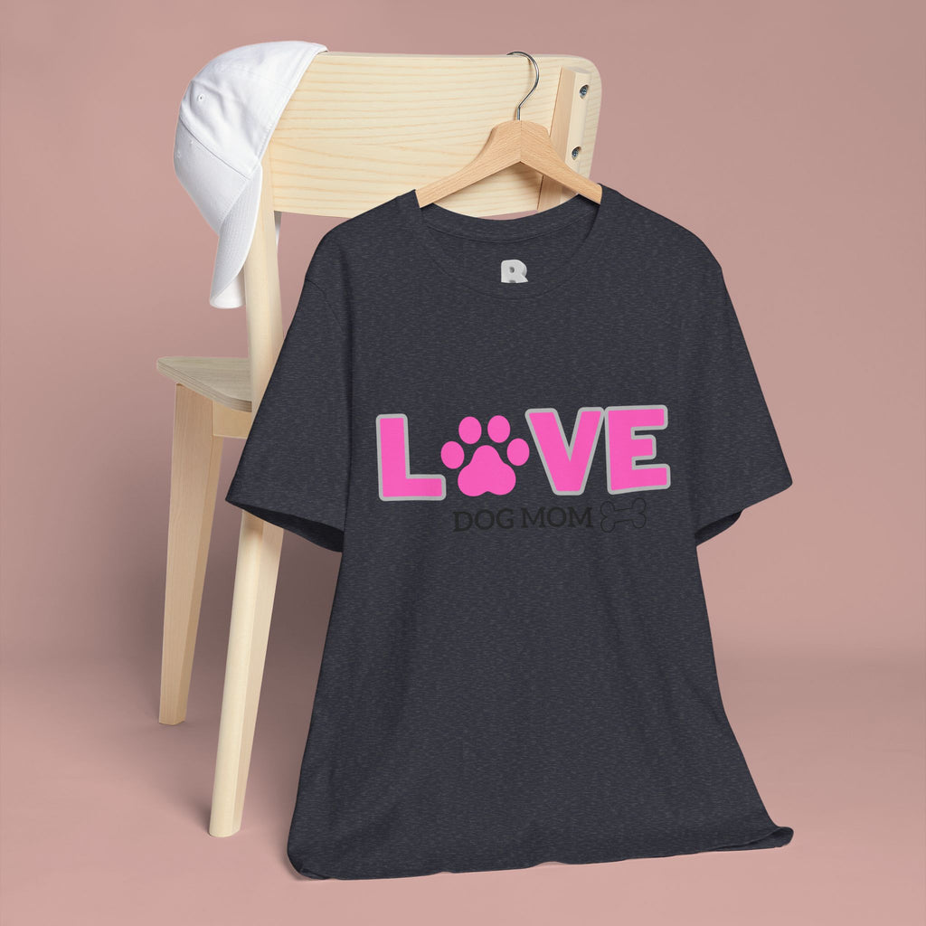Love Dog Mom T-Shirt — Pink Paw Graphic Tee