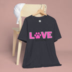 Love Dog Mom T-Shirt — Pink Paw Graphic Tee